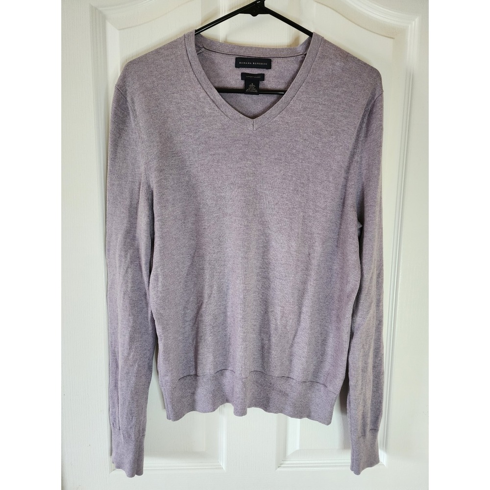 Banana Republic Luxury Blend Silk Cotton Cashmere V-Neck Sweater Lavender Small